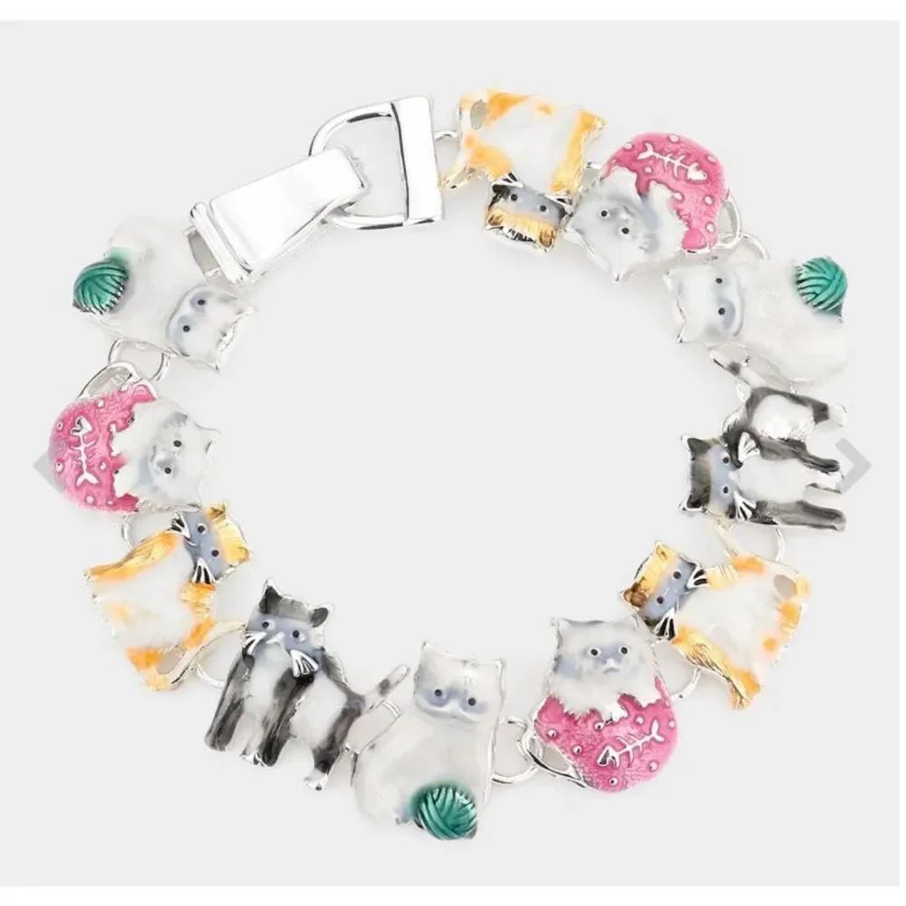Brand New Boutique Womens Kitty Cat Lovers Kitten Lovers Link Magnetic Bracelet